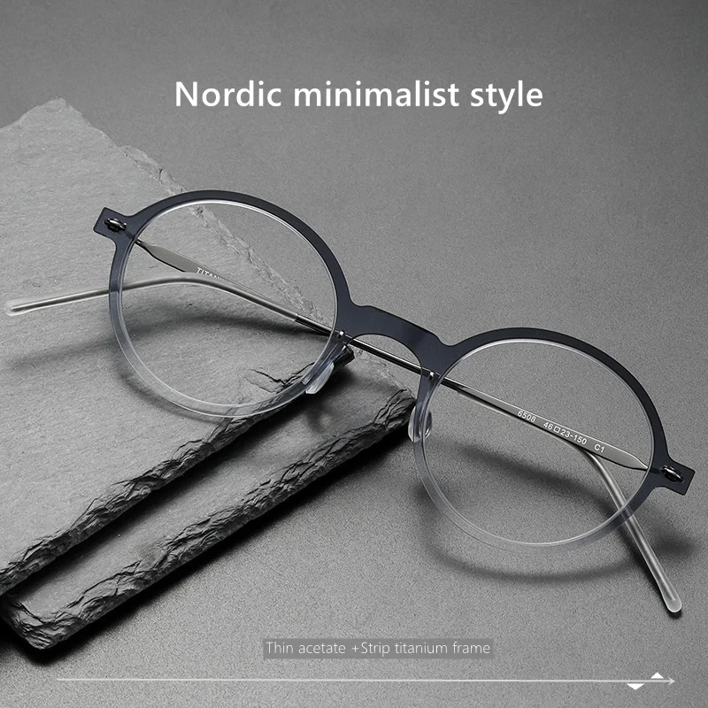 Nordic Style Minimalist Design Ultra-Thin Frame and titanium Temple round shape Optical eyeglasses NOW. Titanium 6508