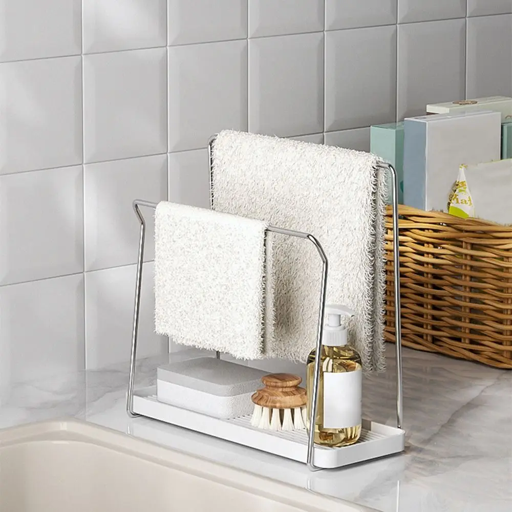 

Modern Kitchen Sponge Stand Rustproof Space Saving Kitchen Towel Rack Large Capacity Waterproof Kitchen Cloth Storage Rack