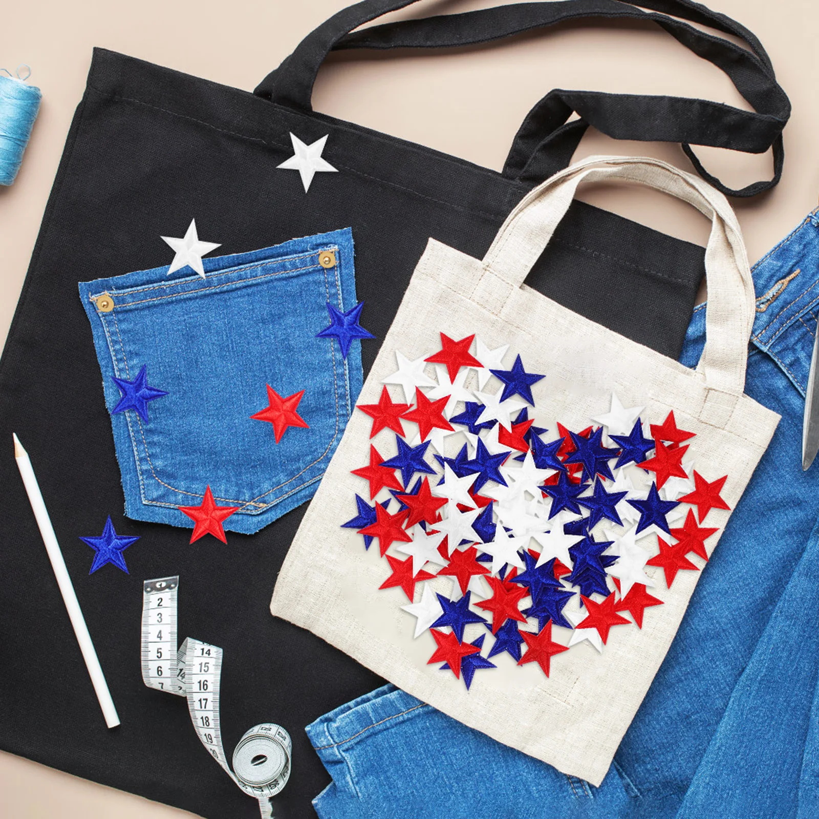 

80 Pcs Stars Embroidered Applique Patches Iron On Cloth Stickers Decorative Clothing Accessories For Hats Shirts