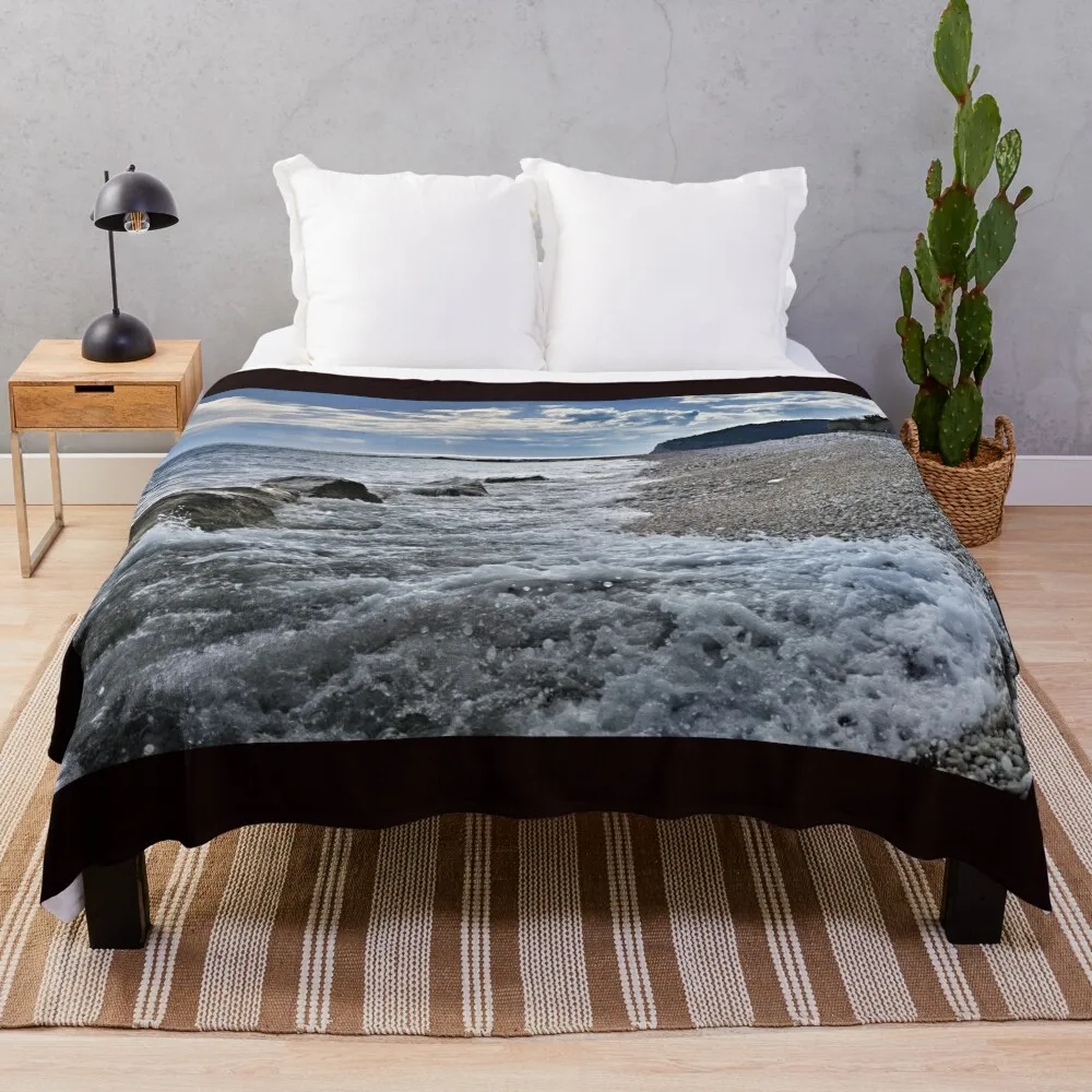 Capturing Chaos: The Beauty of a Stormy Sea Throw Blanket Bed covers Weighted Blankets