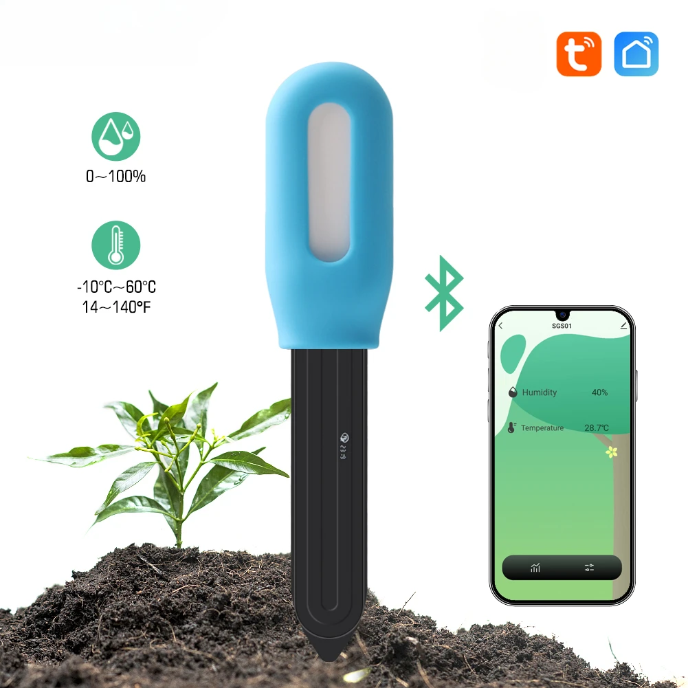 Tuya Wireless BT 2In1 Soil Moisture Meter Plant Soil Temperature Humidity Monitor Potted Plant Measuring Tool Smart Soil Tester