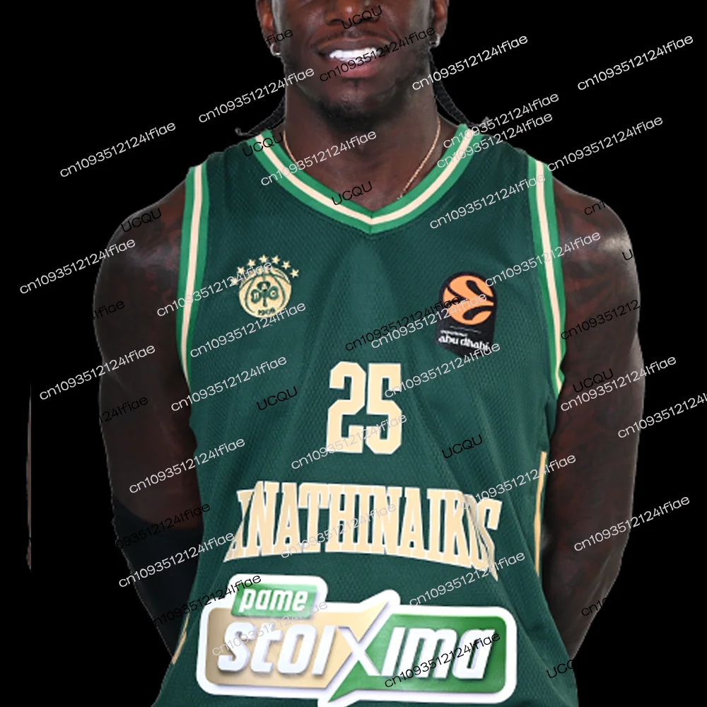 2025 New Arrivals Panathinaikos Basketball Jersey Greek Men's Basketball Quick Drying Vest NUNN European Basketball Game Jersey