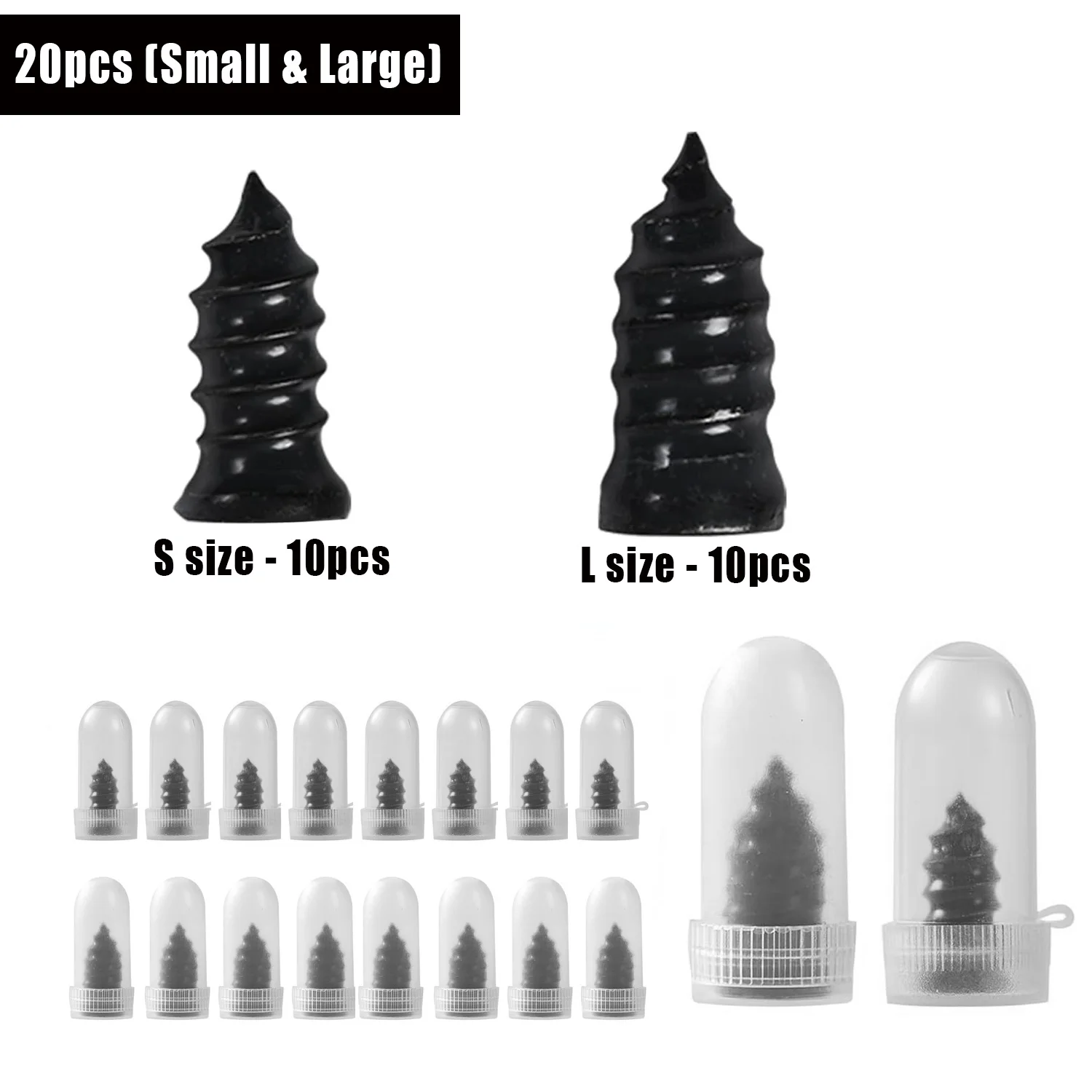 Spiraalvormige bandenreparatiepluggen, rubberen schroefnagels, reparatieset voor lekke banden, snelle reparatie voor auto-, motor- en fietsbanden, tubeless.