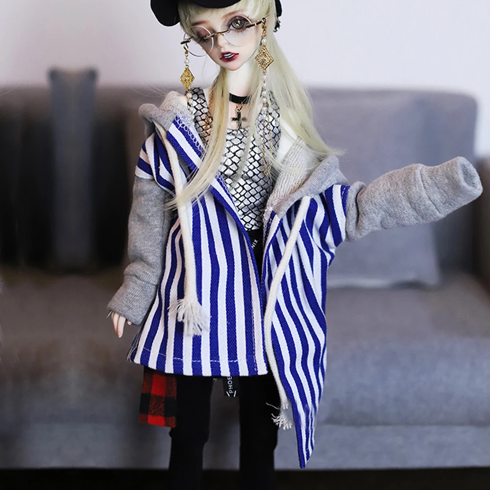 

D04-B335 Children handmade toy BJD/SD doll clothes 1/4 1/3 SD17 POPO68 SSDF Hoodie cardigan striped jacket 1pcs