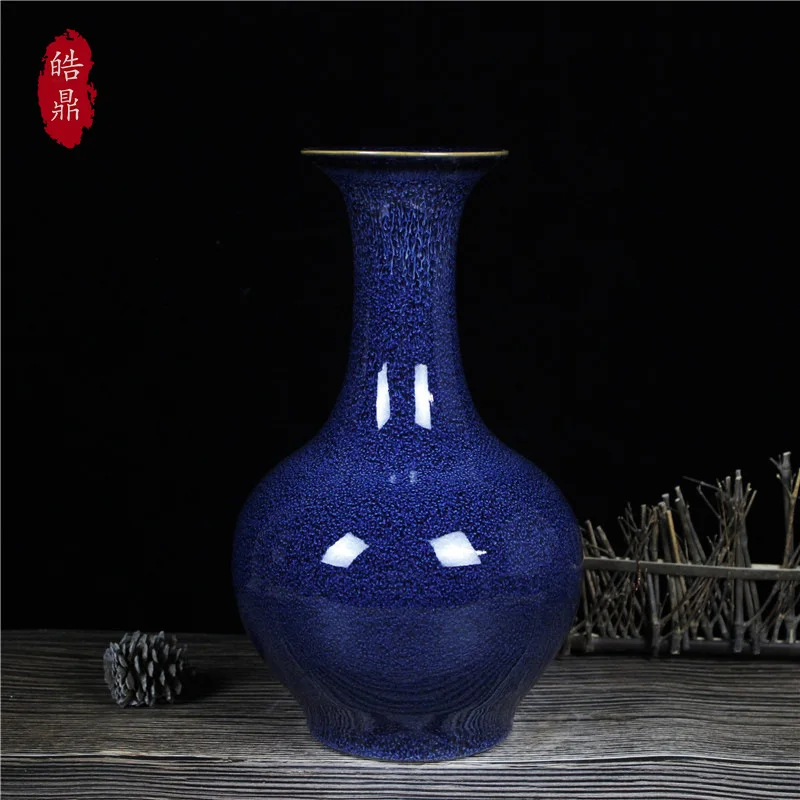 

PYJ Jingdezhen ceramic vase kiln change blue porcelain living room flower arrangement new Chinese home decoration ornament
