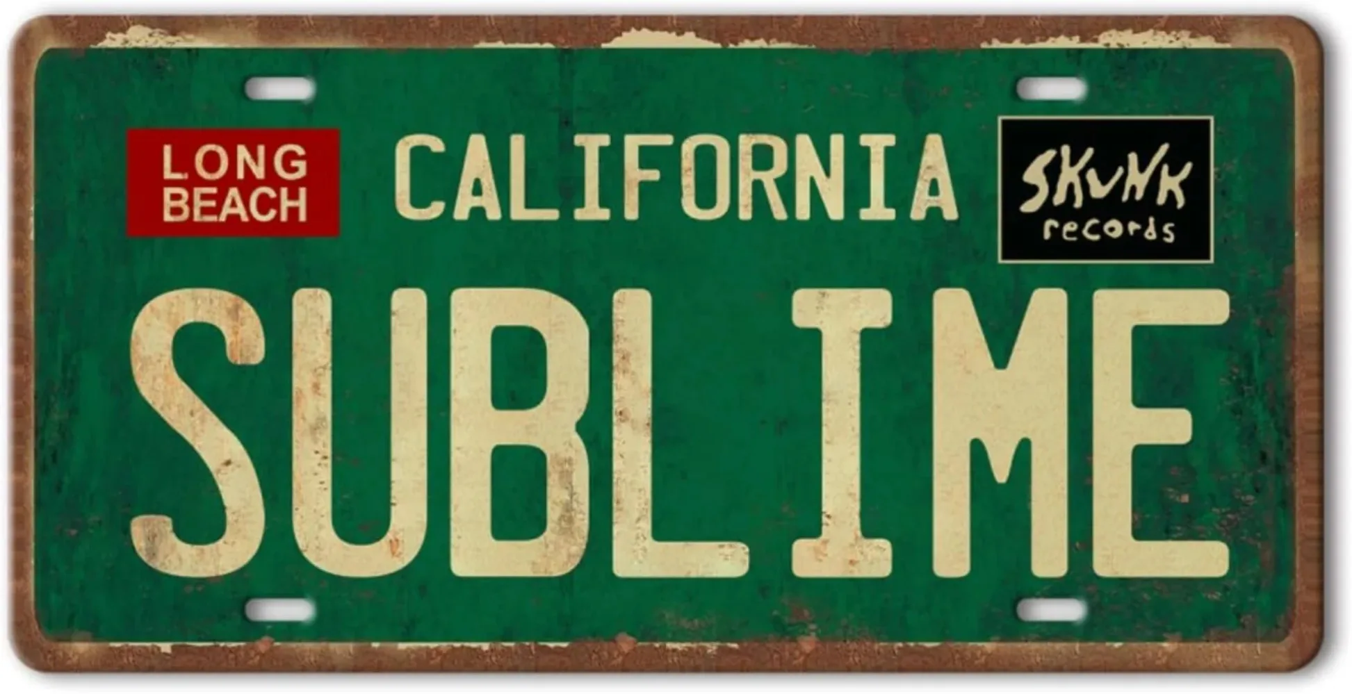 90s Aesthetic Wall Art Sign: Vintage Metal Sign with Long Beach,California&Sublime Poster,Perfect for Grunge Hippie Room Decor