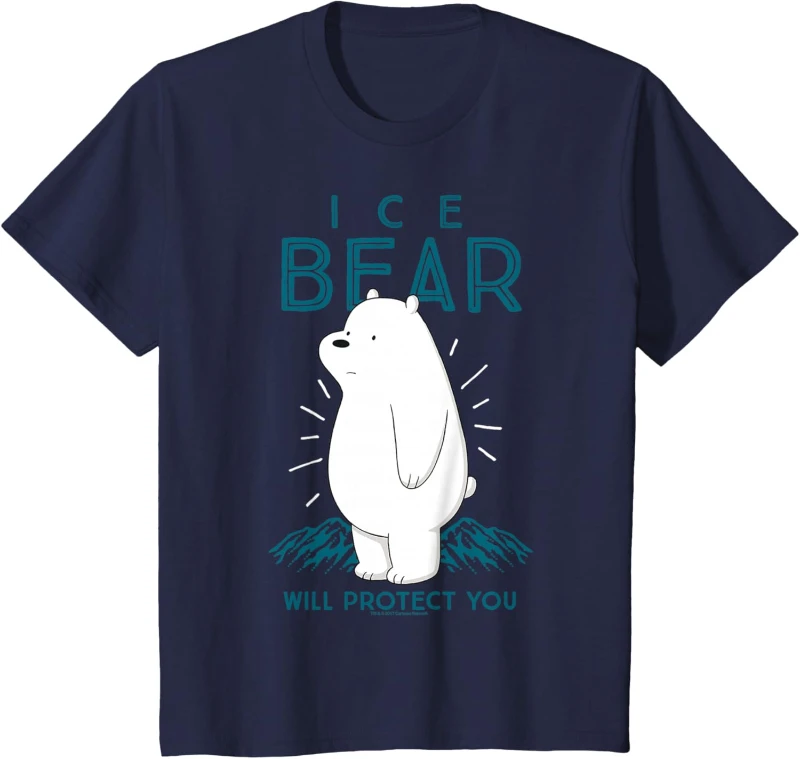Camiseta con estampado de We Bare Bears Ice Bear Will Protect You, camiseta unisex con cuello en V, sudadera con capucha, camiseta sin mangas para hombres, mujeres y niños