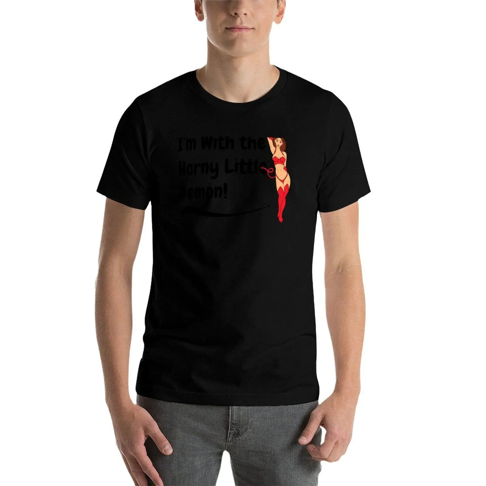 Swinger Lifestyle I'm With the Horny Little Demon! Great Hotwife, Vixen Desing T-Shirt vintage clothes clothing for men image 4