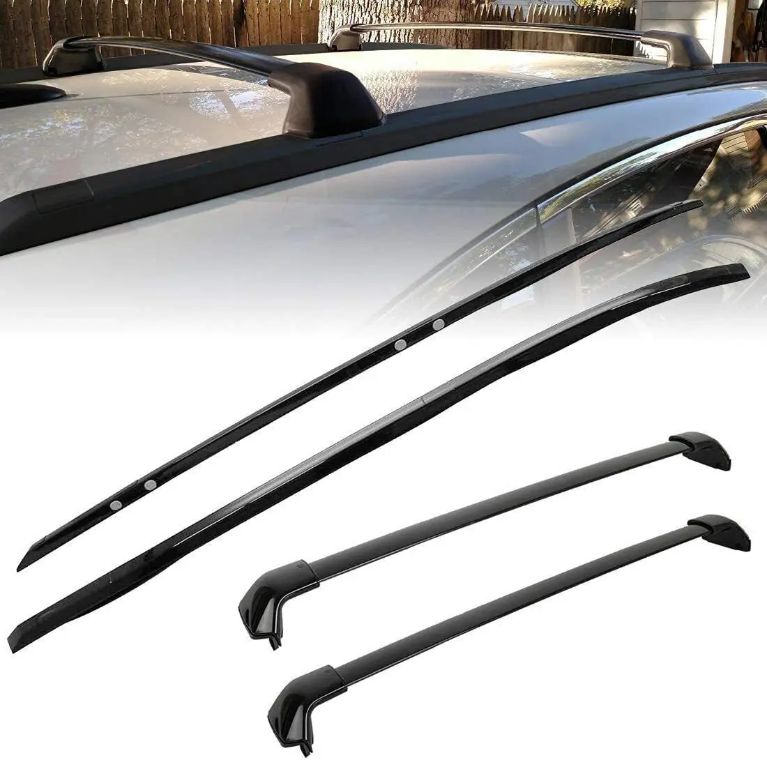 4Pcs Roof Rails Crossbar Roof Rack Side Rail Cross Bar ABS Fit for Honda CRV 2012-2016 - Black