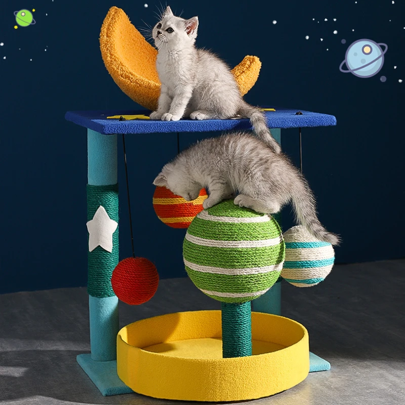 Creative Planet Cat Climb, Small Cat Tree, Integrated Sisal Pet Scratching Board, Tower Scrapers for Pets, Playground Nest