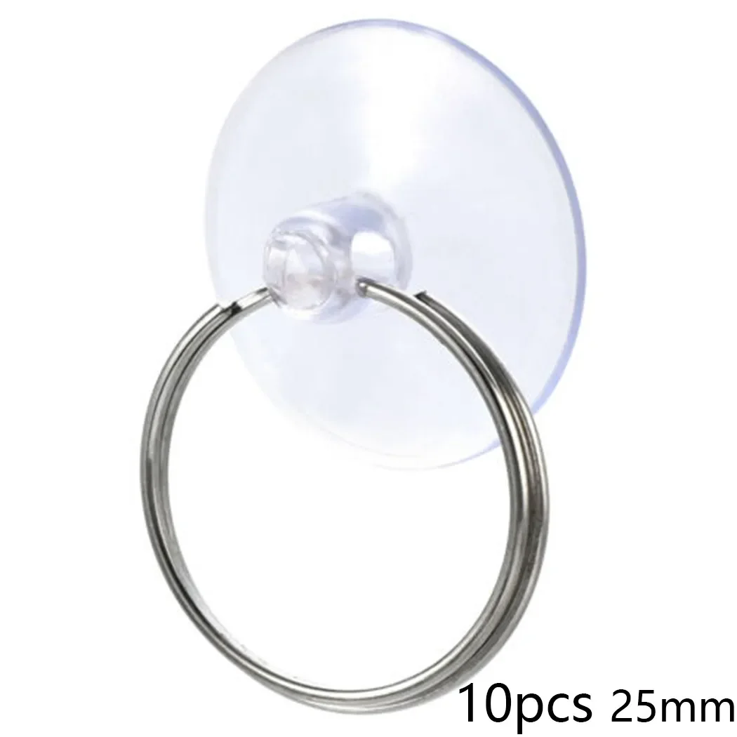 10pcs Suction Cups with Hoop Transparent Rubber Glass Suckers 25/35/45mm Diameter Perfect for Bathroom Wall Hooks