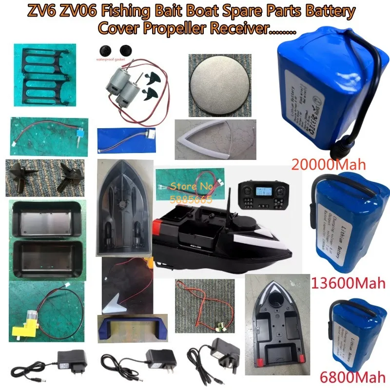 

ZV6 ZV06 GPS Return Remote Control RC Fishing Bait Boat Spare Parts Accessories 7.4V 20000Mah Battery/USB/Motor/Receiver/Cover