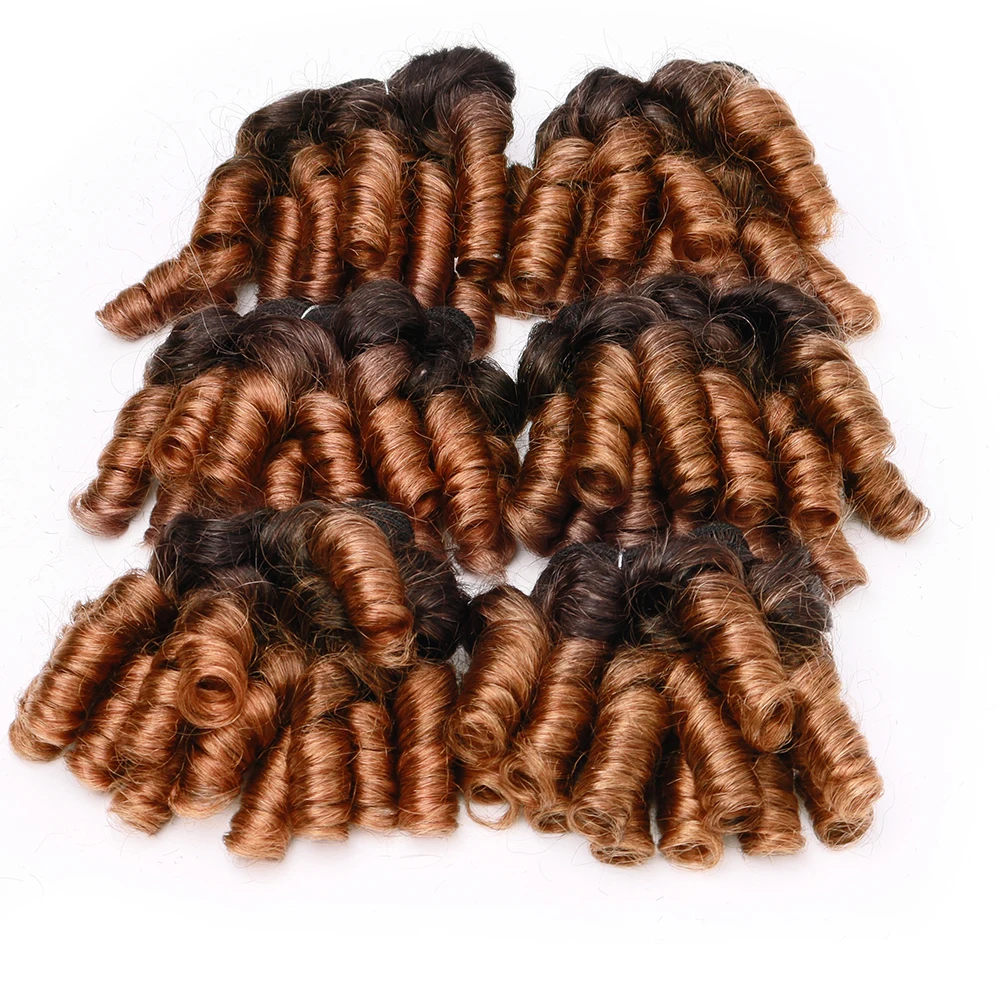 6Pcs Bouncy Curly Human Hair Bundles 100% Brazilian Remy Hair Double Drawn Curly Bundles T1B 30 99J 27 Colored Hair Extension