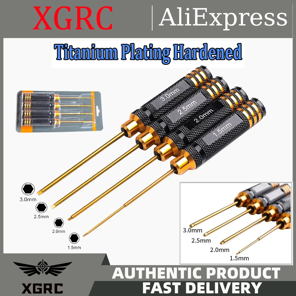 4 Stuks Rc Gereedschap Hex Schroef Driver Set Titanium Beplating Gehard 1.5 2.0 2.5 3.0Mm Schroevendraaier Inbussleutel Voor Rc Helikopter Auto Rc