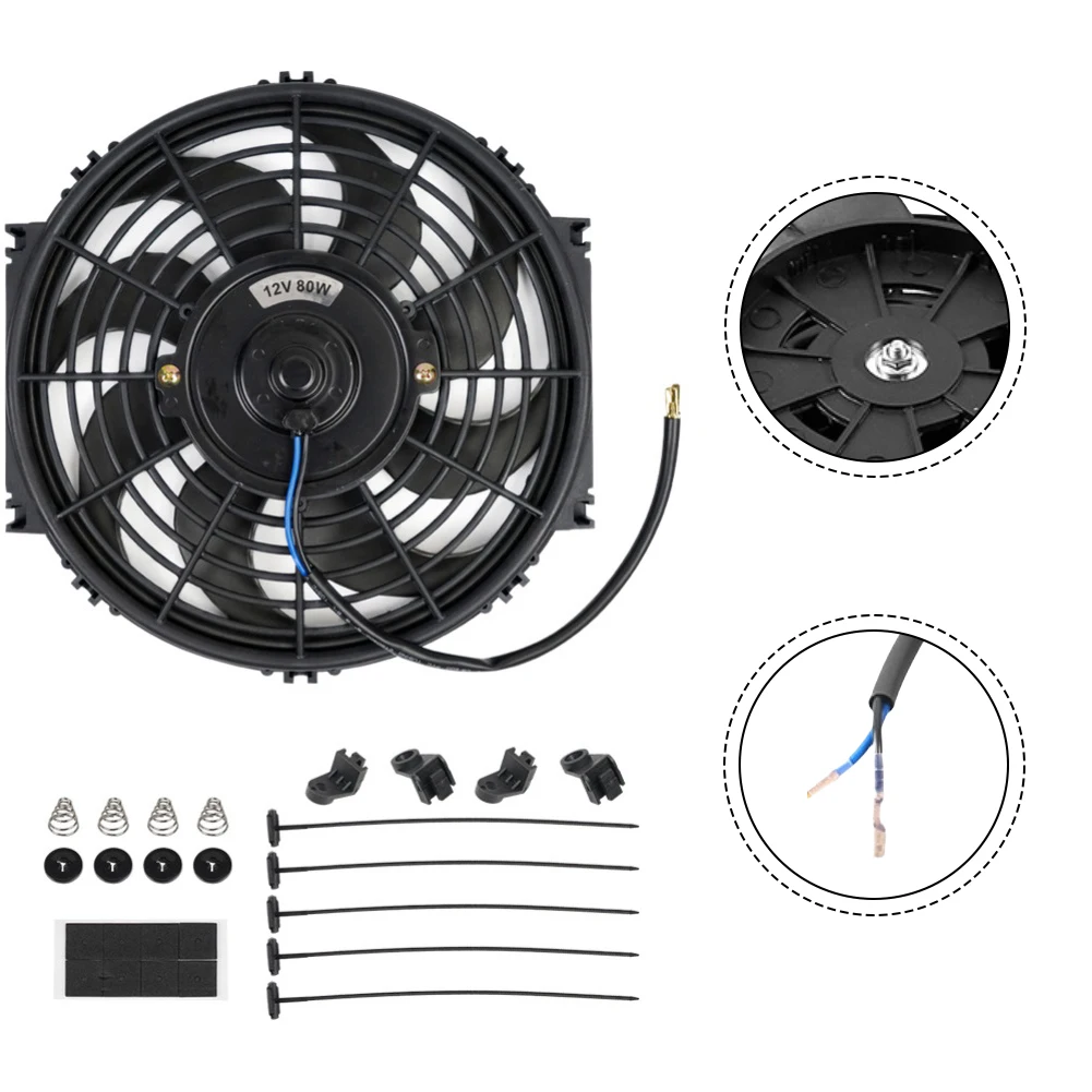 High Airflow Fan 12V Car Fan for versatile Installation Options Black 10 Inch Car Engine Fan Car Fan Reversible Design