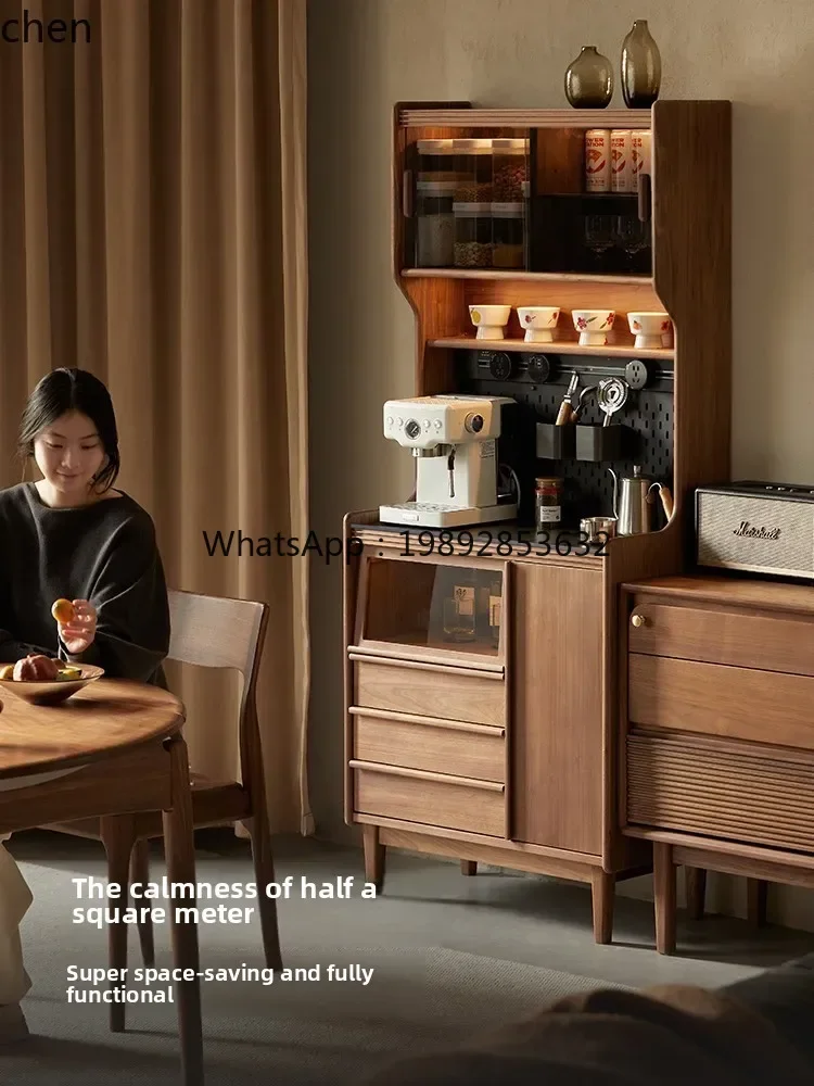 

GZ7black walnut solid wood narrow side cabinet medieval storage cabinet against the wall small size narrow cabinet