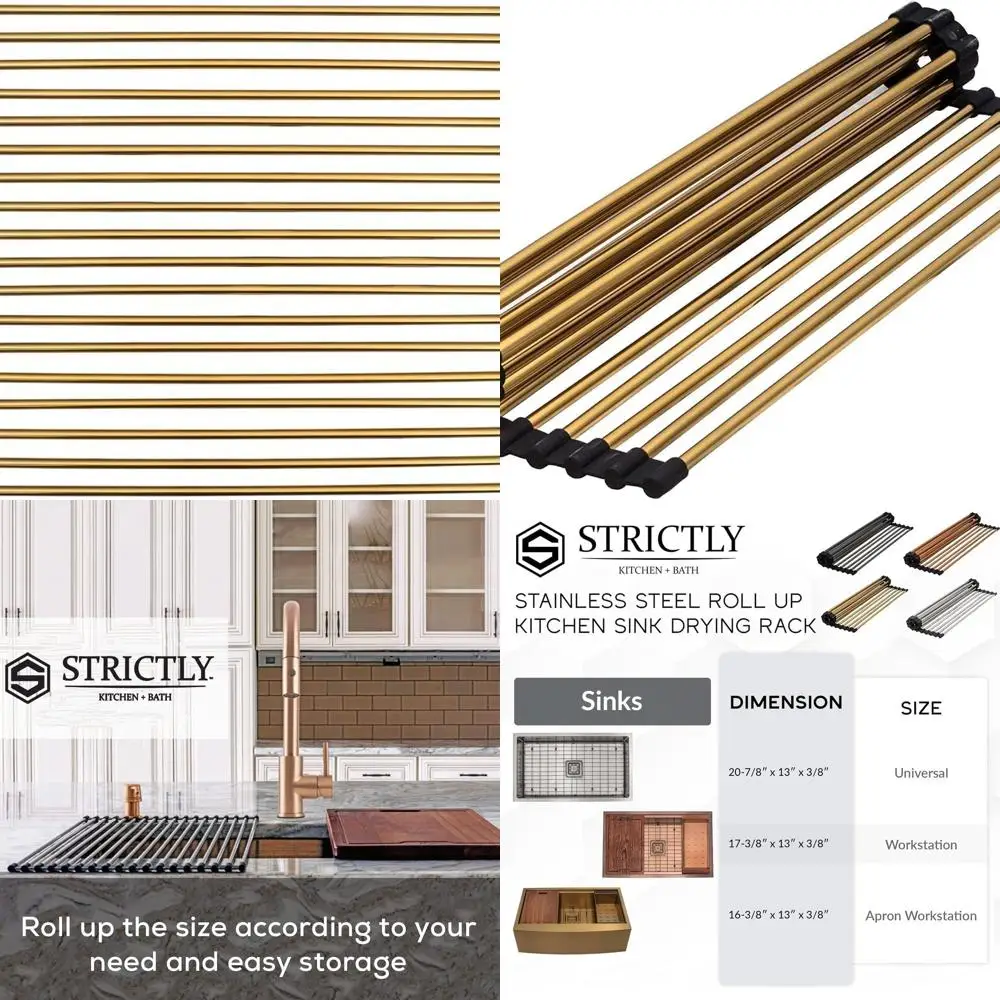 

Gold Foldable Stainless Steel Dish Rack - 21x13 Multipurpose Sink & Countertop Drying & Cooling Rack