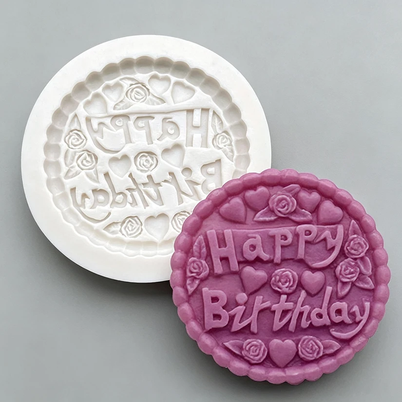 Geburtstags-Silikonform für Zuckerguss, Harzwerkzeuge, Cupcake-Backform, Fondant-Kuchendekorationswerkzeuge – Detail 3