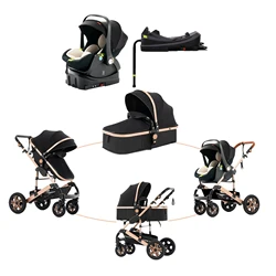 Baby Stroller and Car Seat,Baby Travel System with Isofix Base,Baby Carriage Up to 55lbs, 3in1 Reversible Foldable Standard Stroller