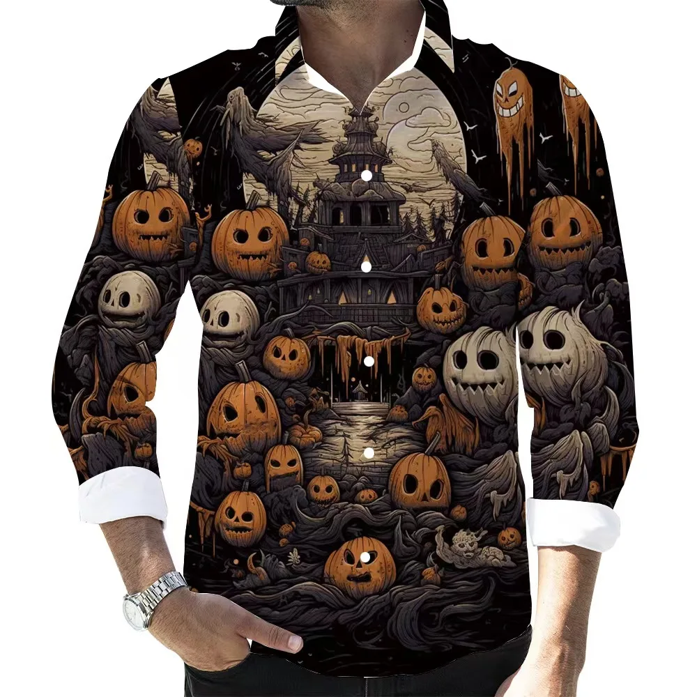 

2024 .5 New models men Halloween Priting Fashion personality Leisure shirt