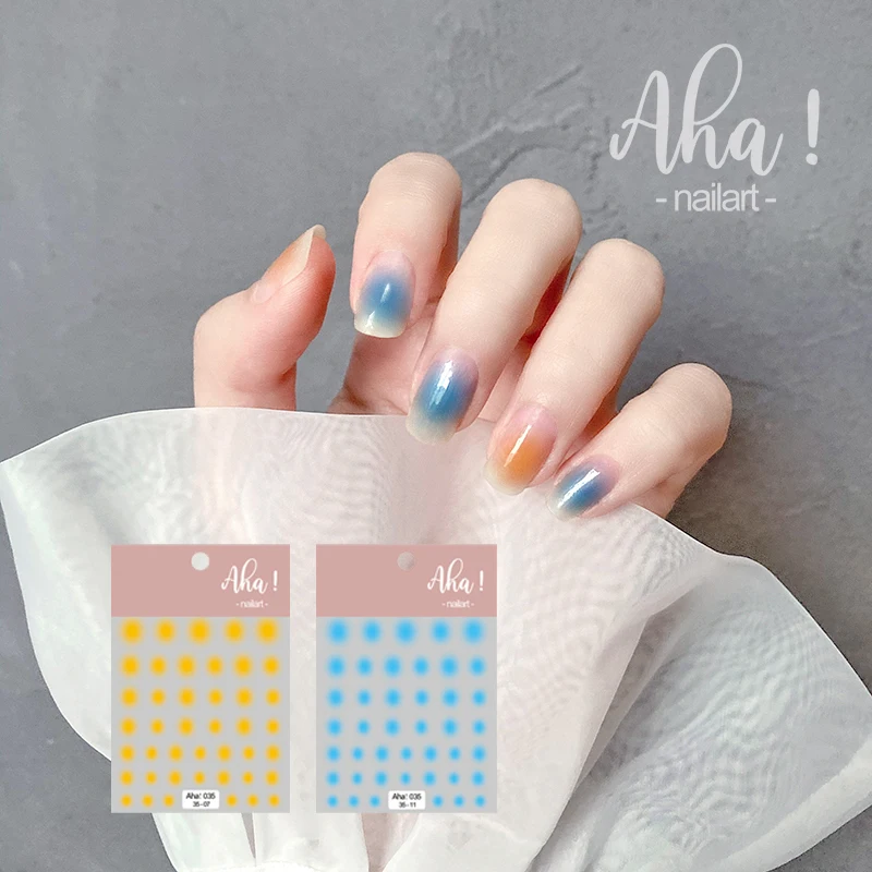 3D Blush Gradient Nail Art Stickers 12-Colors Aha Self-adhesive Rainbow Jelly Slider Japanese Style Translucent Gel Polish Wraps