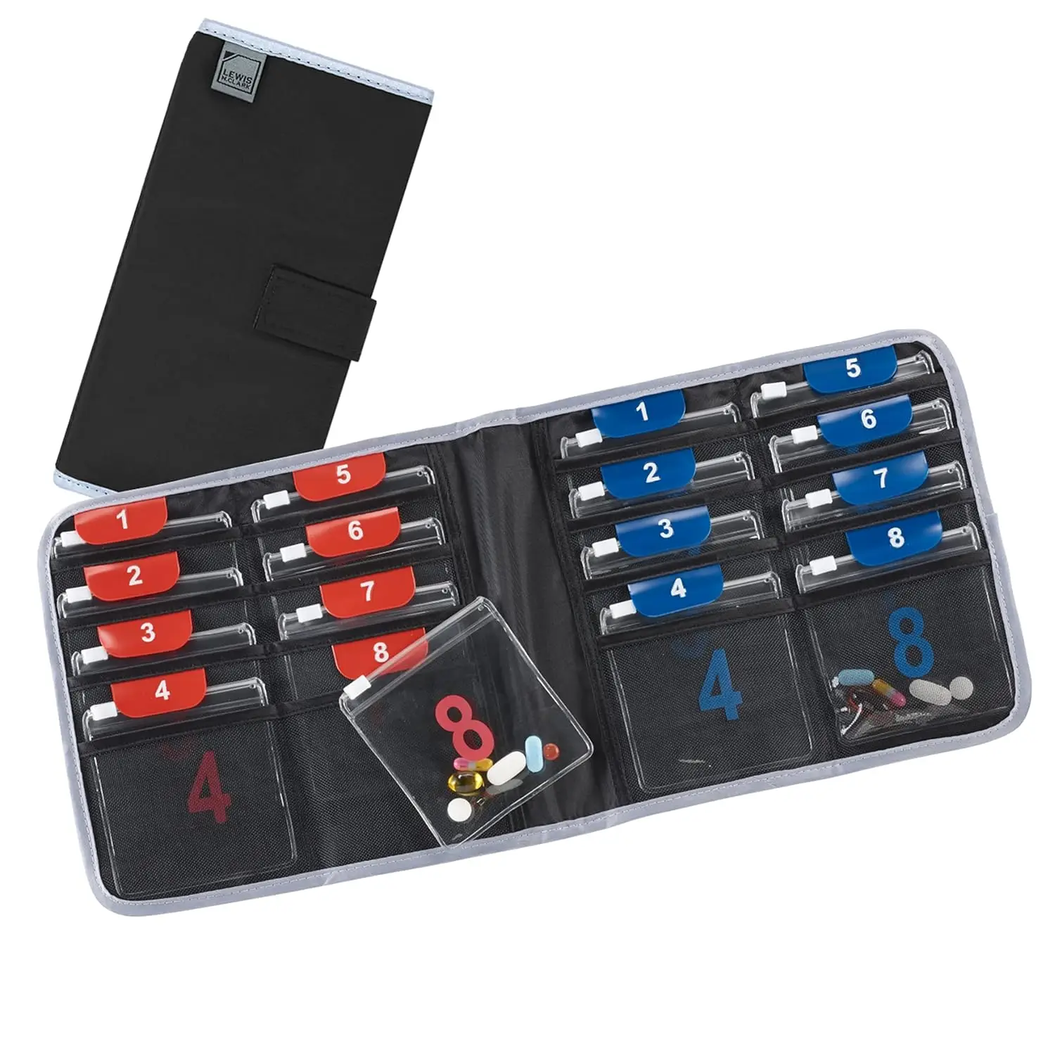 

Travel Pill Organizer: Slim, Portable, Color-Coded Daily Pill Box for Vitamins & Meds