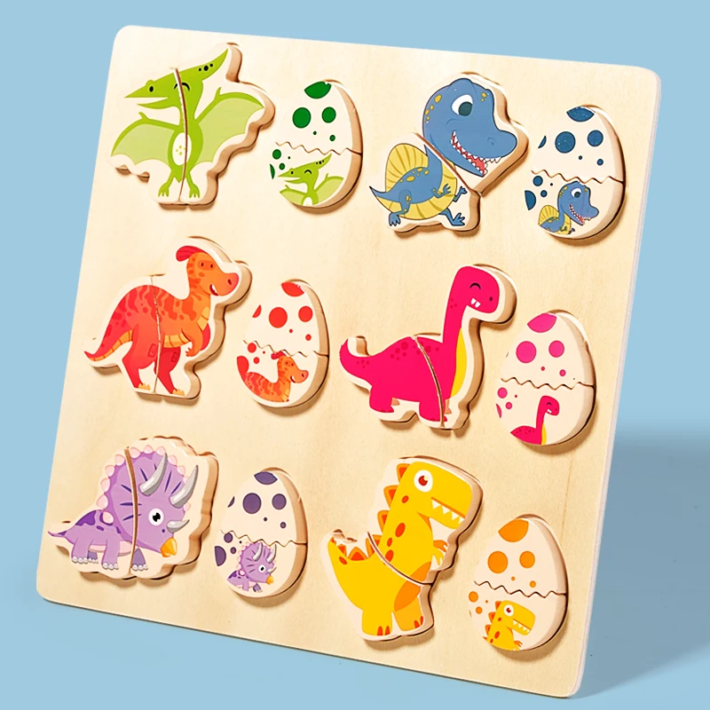 Montessori Color Number Cognition Matching Egg Puzzle Wooden Dinosaur Egg Pairing Children's Educational Toys Thinking Training