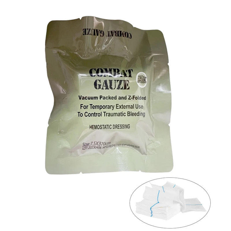Kaolin Gauze Combat Hemostatic Emergency Trauma Z-Fold Soluble For Ifak Tactical Military First Aid Kit Medical Wound Dressing