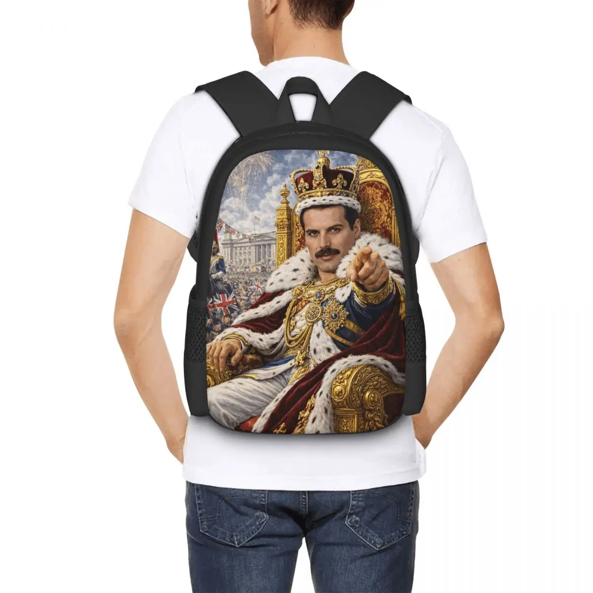 Queen Freddy Mercury In England Student Backpack School Bag Hiking Travel Daypack for Boys Girls Fashion Bookbag Shoulder Bags