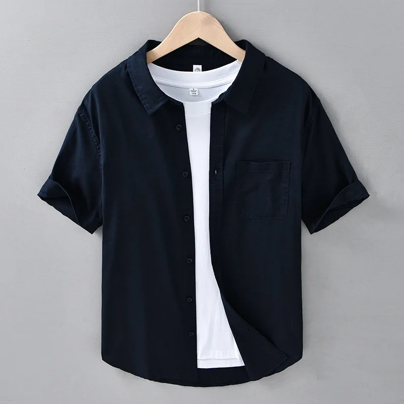 Social Plain Shirt Cotton Linen Shirt Man Shirt Men Clothing Men's T-shirt Tiki Korean Popular Clothes Hawaiian Mens T-shirts