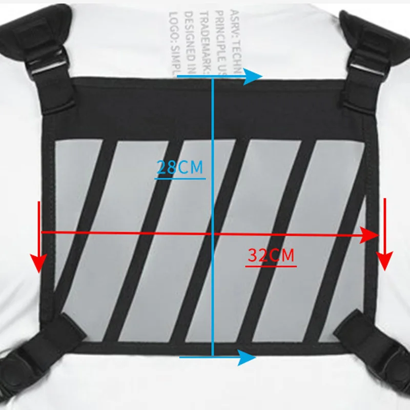 Mens Gym Outdoors Chest Bags Tactical Vest Reflective Safety Water Proof Mini Chest Pack Male Multi-function Mobile Phone Bag