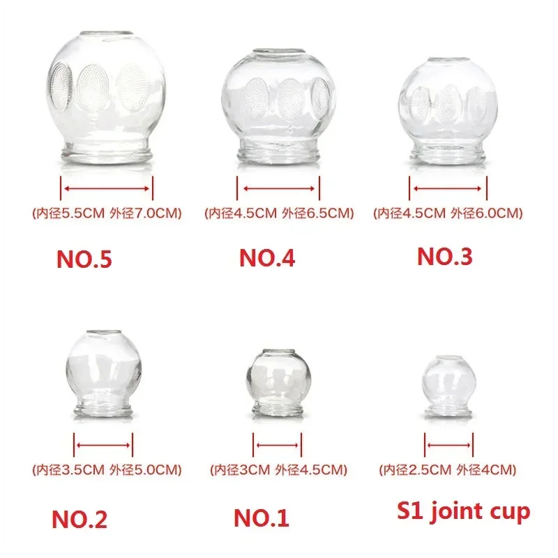 6/12pcs Thickened Glass Chinese Vacuum Cupping Set Acupuncture Massage Cup Therapy Explosion-proof Glass Cupping Gift Set