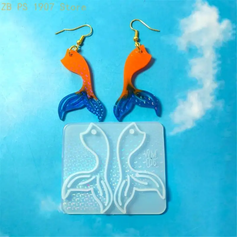 Silicone Fish Tail Pendant and Earring Mold for Flexible Resin Craft Use 55KA