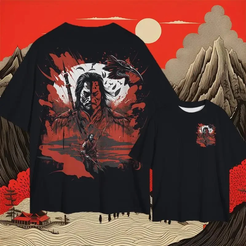 2024 T-Shirts For Men 3d Japanese Samurai Print Tshirt Men Clothing Street Harajuku Daily Casual Short Sleeve Oversized y2k Tops