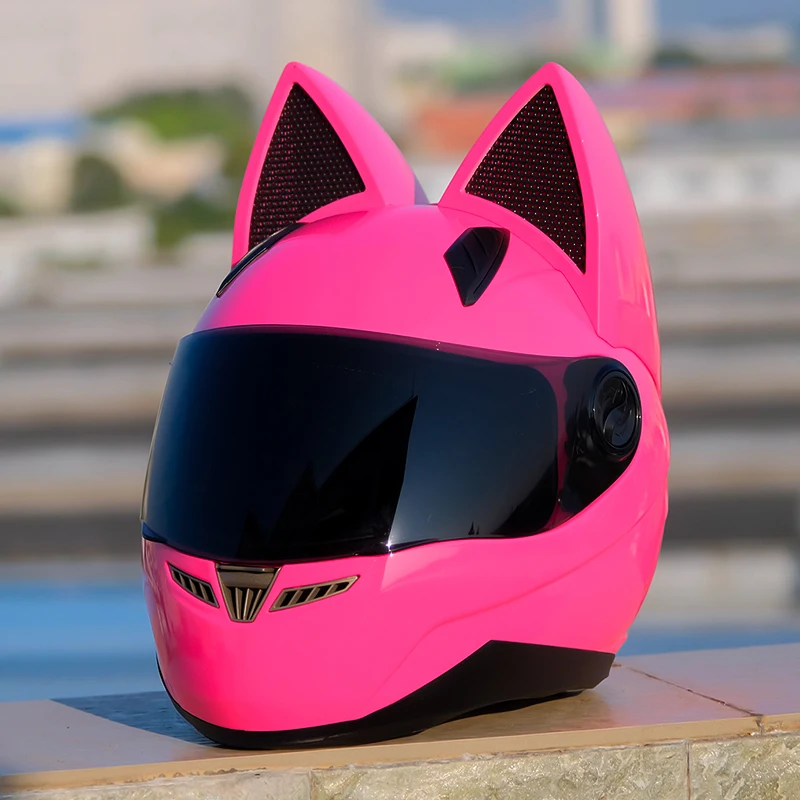 

Full Face Motorcycle Helmet Men Motocross Safety Helmet Pink Cat Ear Helmet Women Motorcycle Capacetes Casque DOT Approved
