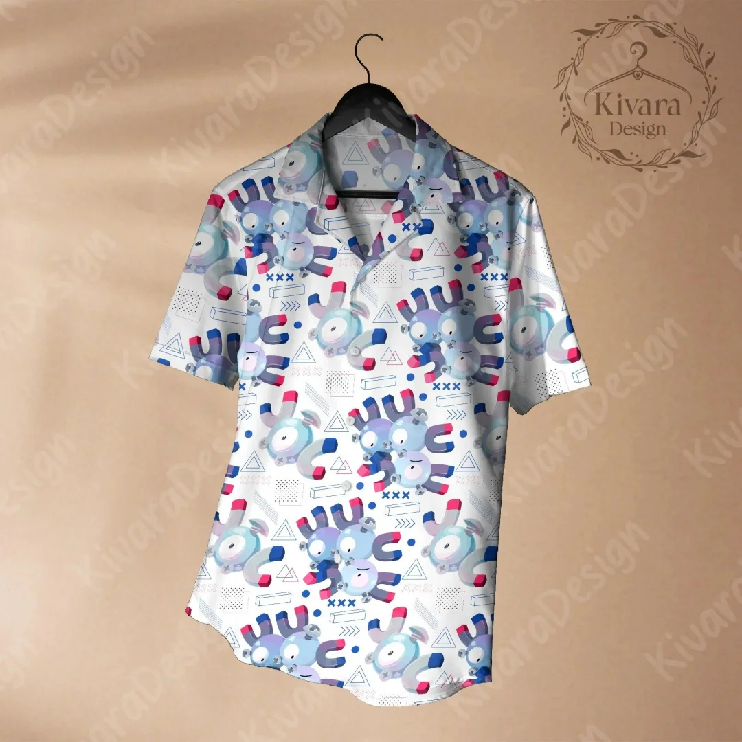 Magnemite Evolution Hawaiian Shirt Pokémon Anime Inspired Shirt Gift Summer Leisure Men's T-Shirt Clothing Tee Y2k Woman ﻿