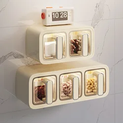 Kitchen Seasoning Box Sugar Salt Shaker Condiment Storage Organizer Household Wall-mounted Compartmented Spice Container Jars