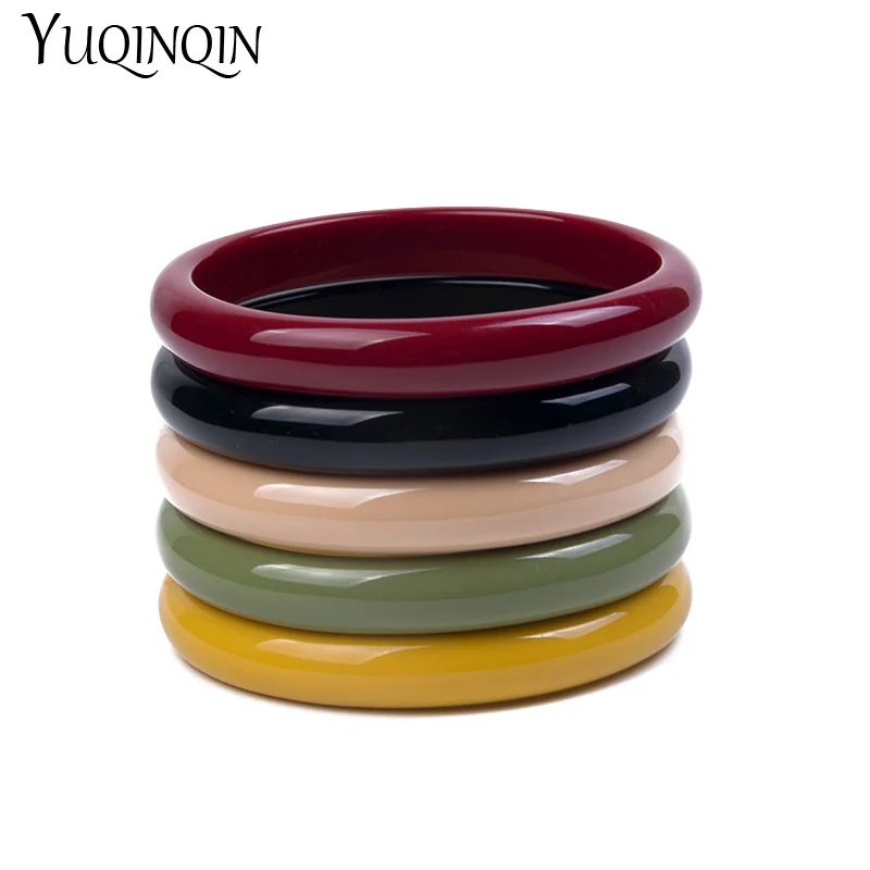 Vintage Colorful Femmer Resin Bangles Bracelet For Women Girl Simple Geometric Thin Bangles Charm Party Couple Fashion Jewelry