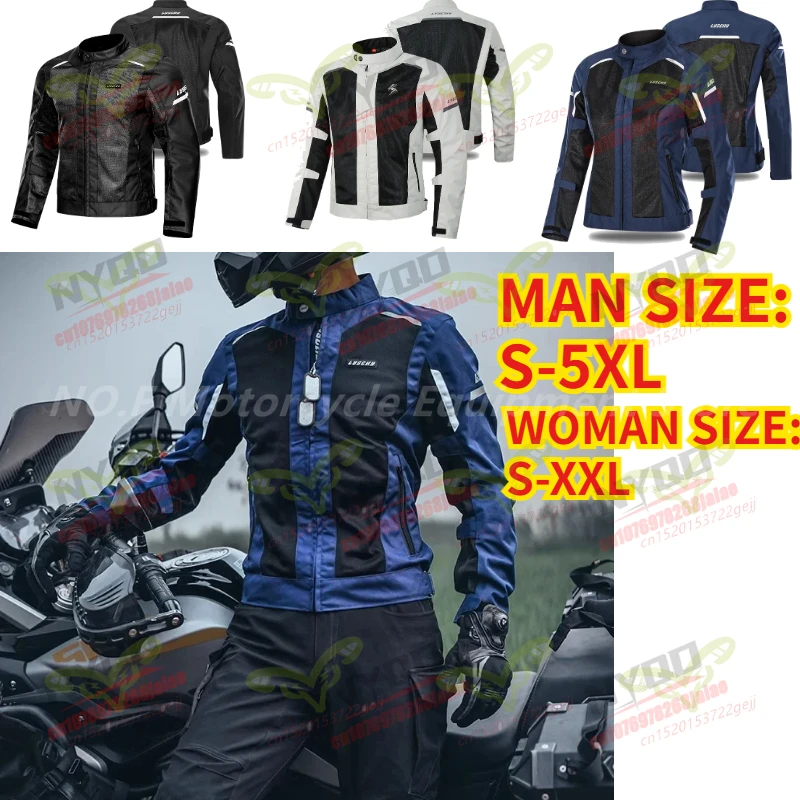 LYSCHY Motorcycle Jacket Summer Mesh Breathable Comfortable Reflective Riding Clothing Anti Collision New Motorcycle Jacket