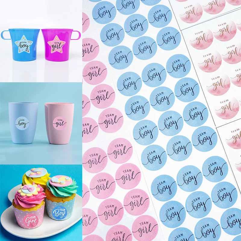 120pcs Gender Reveal Stickers for Party Invitations and Voting Games Boy Team Girl Labels Sticker Baby Shower Party Supplies