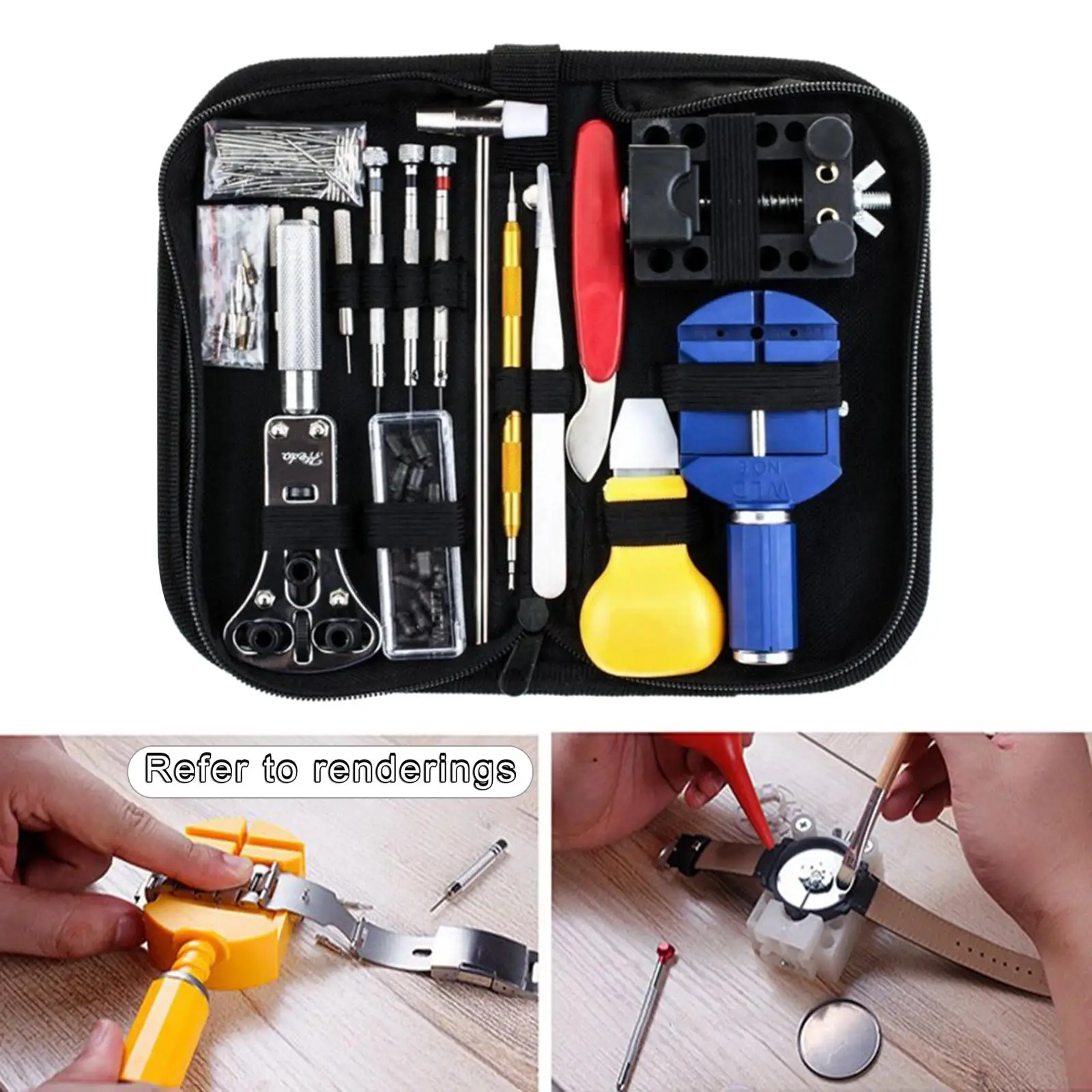 147Pcs Watch Repair Tool Kit with Carrying Bag Back Case Opener for Home Use