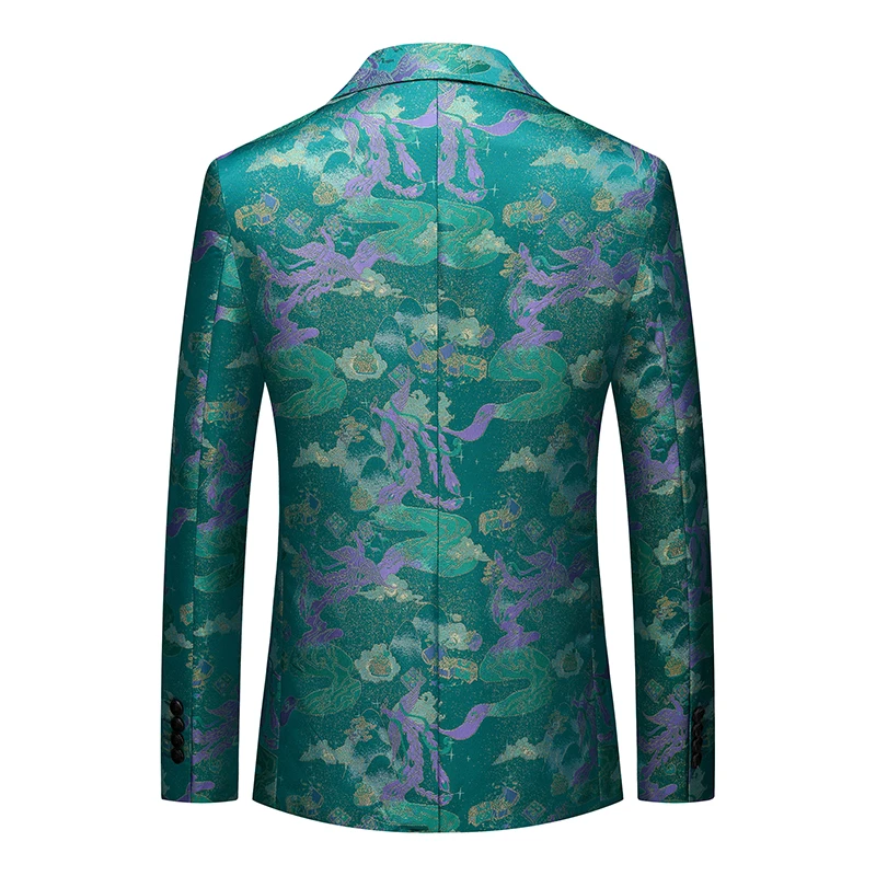 New Men's Jacquard Suit Green Single Button Jacket Suitable for Mens Business Leisure Wedding Party Dresses Blazers