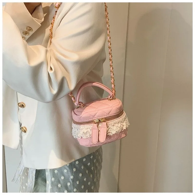 New Foreign Style Internet Celebrity Sweet Temperament Fresh Travel Oblique Span Makeup Chain Girl Cute Shoulder Portable Bags