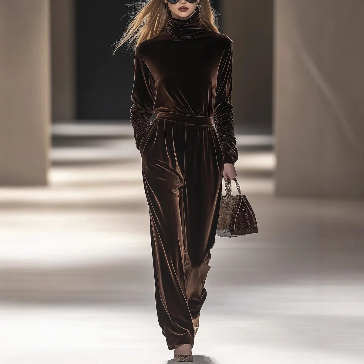 

2026 New Fashion Shirt + Wide Leg Pants Two-piece Sets Women Spring Casual Loose Solid Color Top And Trousers Suit For Women