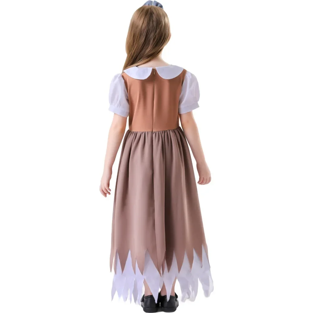 Adult Girls Kids Child Medieval Maid Costume Drama Stage Performance Wear Story Book Poor People Role Play Dress