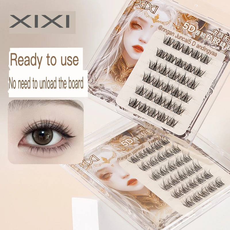 Xixi Thick Yan Tiancai 5D curling free glue eyelashes natural thick trilogy segment simulation cartoon eyelashes