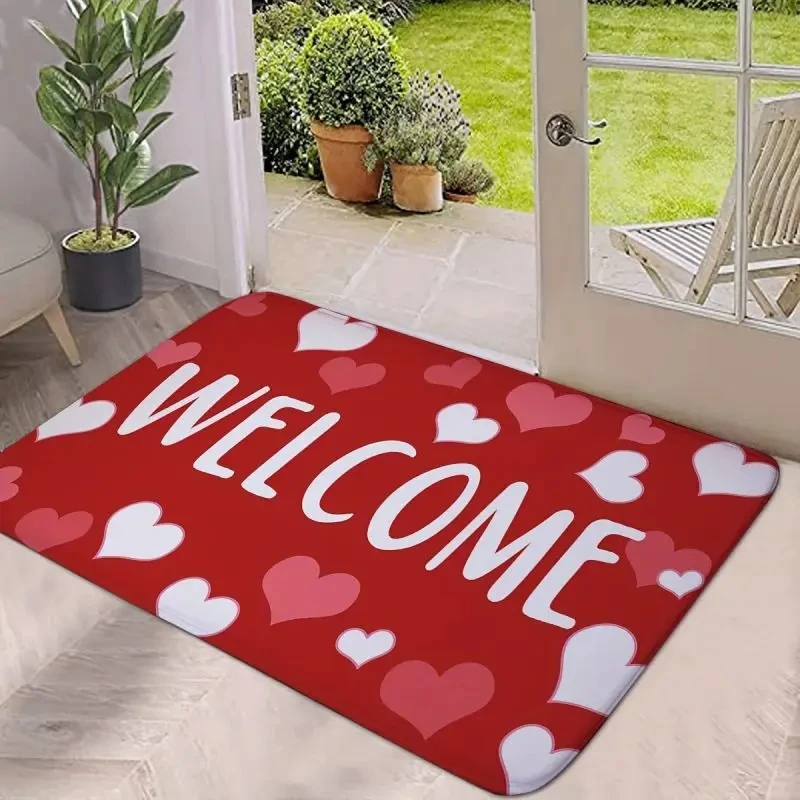 Heart Letter Print Bath Mat Home Indoor Decor Super Absorbent Kitchen Rugs Non Slip Waterproof Bedroom Entrance Carpets Doormat