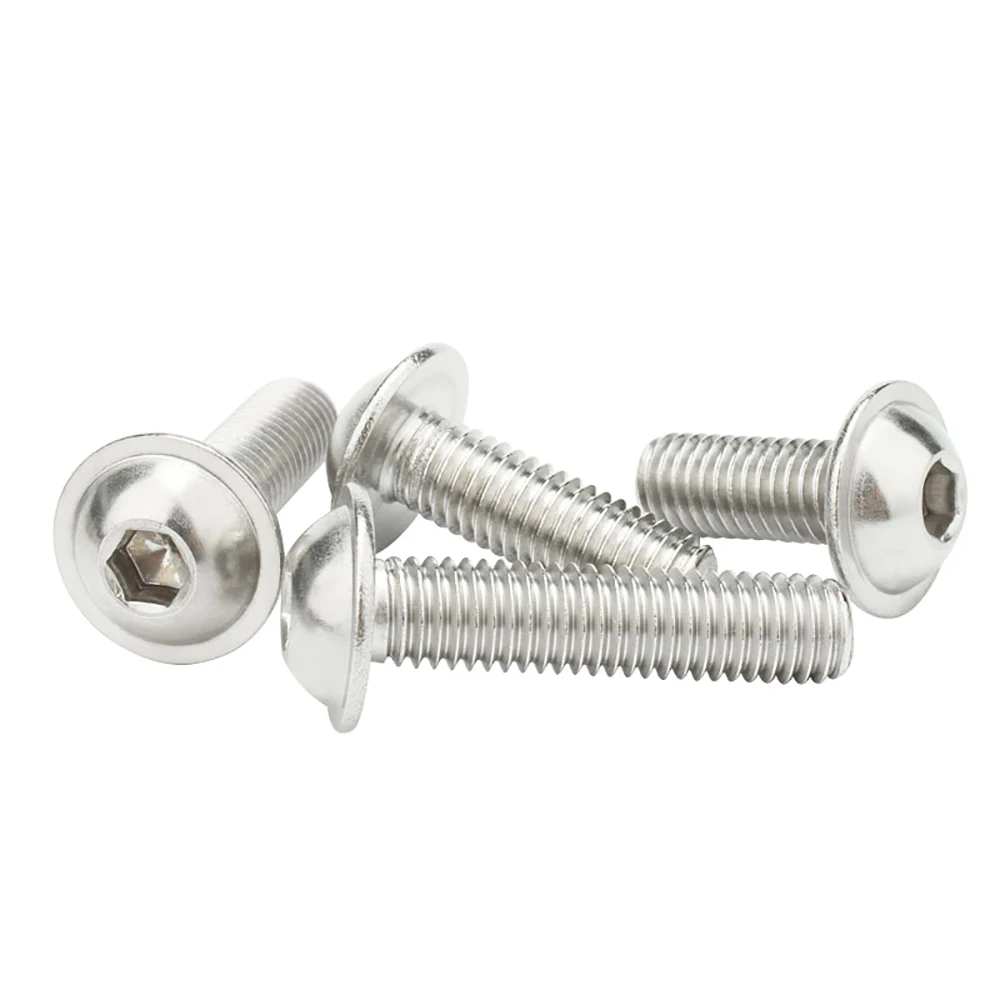 50pc M2 M2.5 M3 M4 M5 M6 ISO7380.2 304 Stainless Steel Hex Hexagon Socket Round Button Flange Head With Washer Collar Screw Bolt