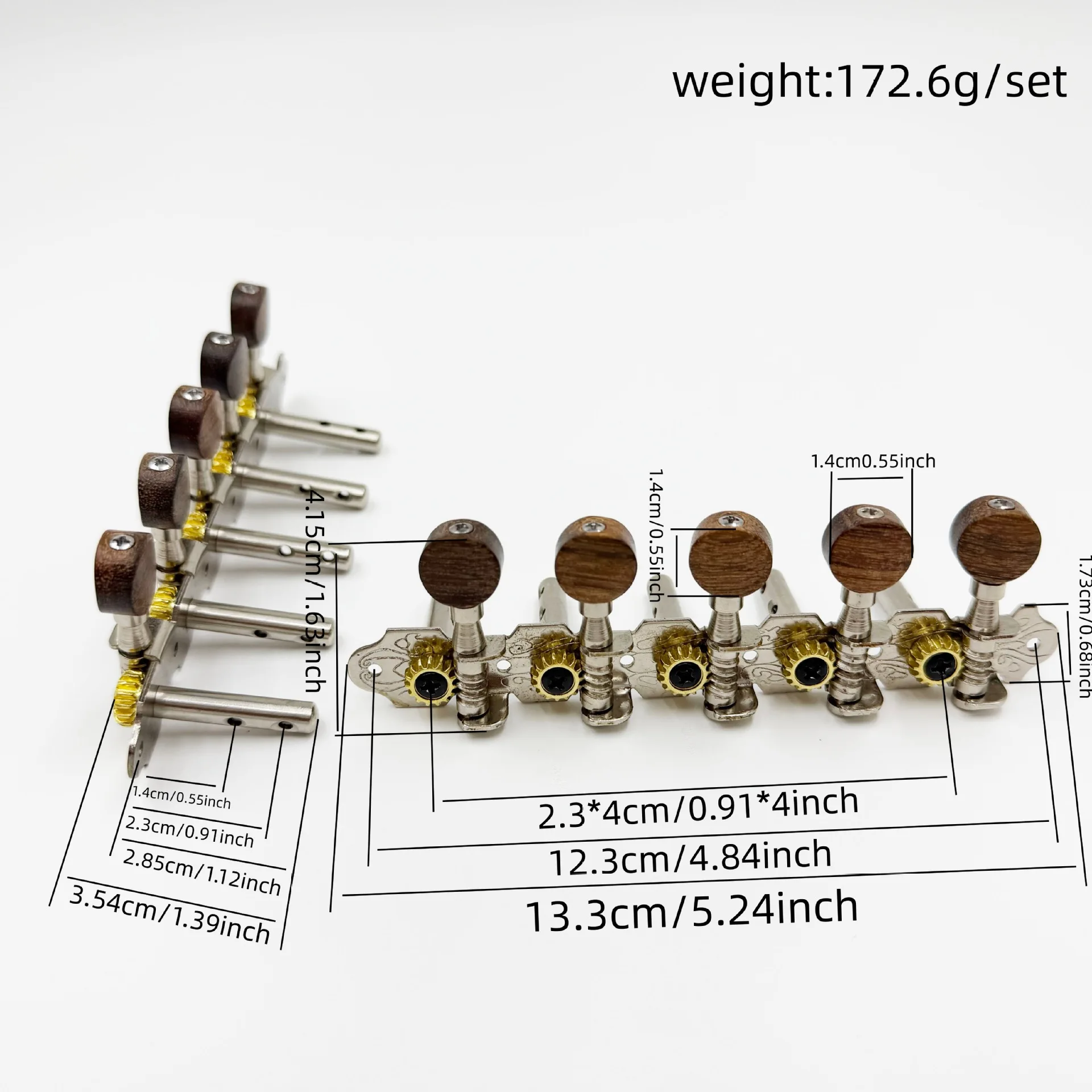 Upgrade Acacia Wood Guitar Tuning Machines 5-on-a-Plate 10-String Double Hole Pegs 23/25mm Post Spacing