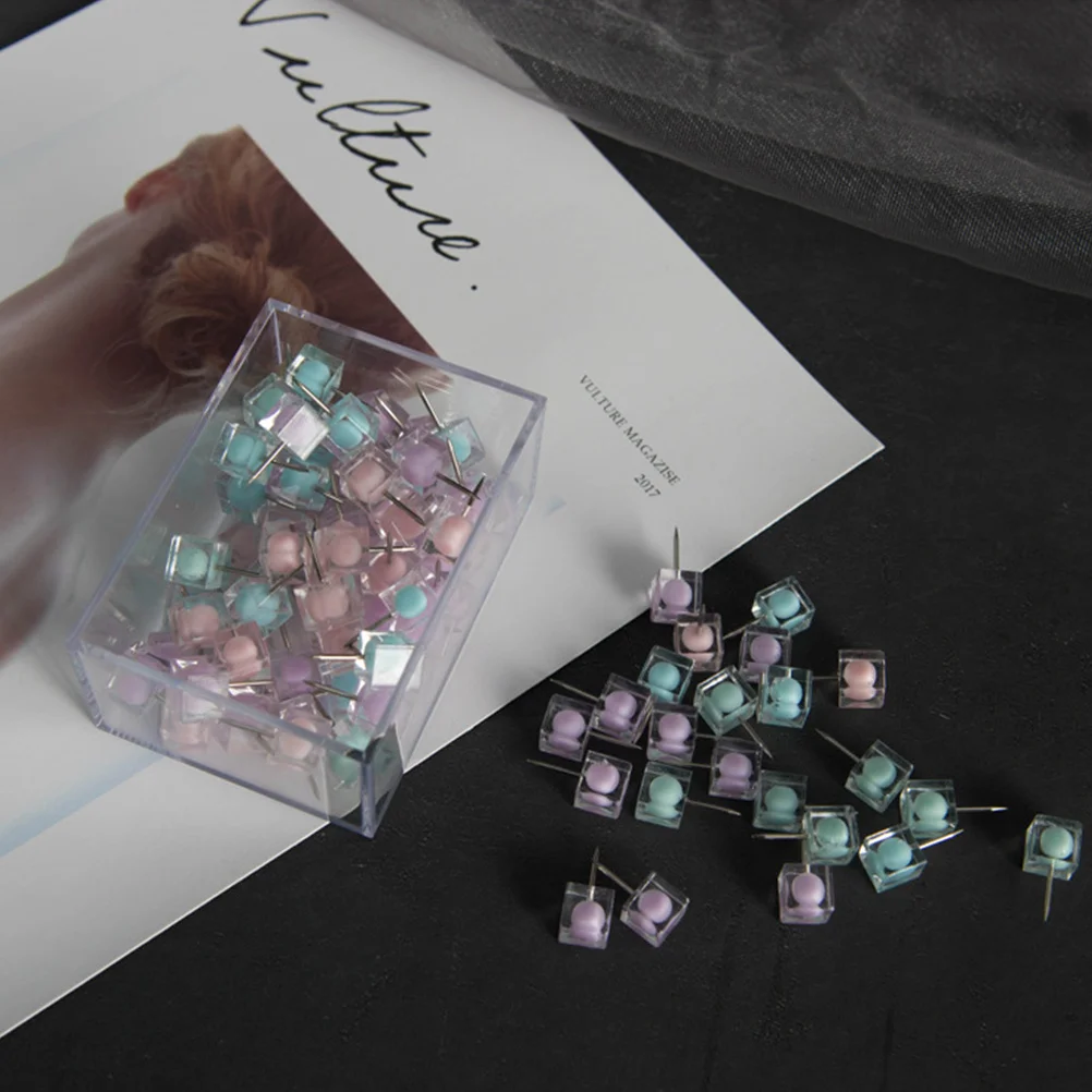 80個入り マルチカラー プッシュピン クリエイティブ画鋲 家庭 オフィス 学校 掲示板 ホワイトボード用 プッシュピン クリア画鋲